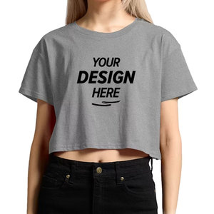 Ladies <b>White</b> <b>Short</b> <b>Sleeve</b> Summer Casual Plain Crewneck Crop T <b>shirt</b> Mockup Customizable Blank Tee Cotton Blend Crop T <b>Shirt</b> - Product Image 1