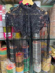 Kushang Textile <b>Women's</b> Ethnic Handmade Geometric/Floral Beaded Regular <b>Scarf</b> Fringes Breathable Fabric Gujarat Wedding - Product Image 4