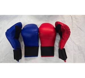 WKF Style Karate Mitts PU Leather Martial Arts Sparring <b>Gloves</b> <b>Red</b> Blue Fist Protectors Wholesale Premium PU Leather Karate - Product Image 1
