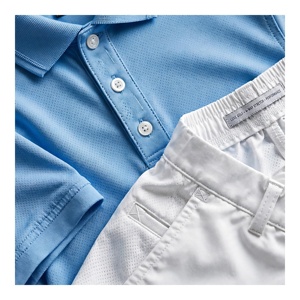 Ensemble Polo et Short Bermuda Homme Brodé Couleur Unie Oxford Respirant Séchage Rapide Poches Taille Mi-Haute Style Décontracté Blanc Bleu - Product Image 5