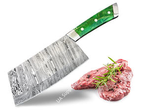 Couteau de Chef de Cuisine Robuste en Acier Damas à Manche Vert, Personnalisable, Vente en Gros, Prise en Charge OEM/ODM - Product Image 6