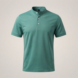 Polo de Punto de Manga Corta Color Verde Azulado para Hombre, Corte Regular Informal, Diseño con Botones - Product Image 1