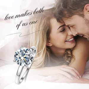 925 Sterling <b>Silver</b> <b>Solitaire</b> Round Cut Moissanite Engagement <b>Ring</b> Classic Wedding <b>Ring</b> for Women - Product Image 5