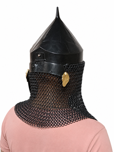 Casco Cónico Normando Medieval con Avental de Cota de Míldago, Armadura Negra de Acero Suave para Caballero Cruzado, Ideal para Recreación Histórica, Eventos y Halloween - Product Image 3