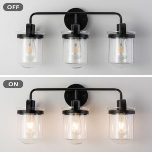 Set di 3 Lampade Decorative Industriali Moderne per Interni, Applique con Paralume in Vetro Trasparente, Attacco E26, Lampadina Non Inclusa - Product Image 6