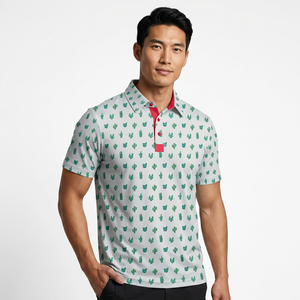 เสื้อโปโลแขนสั้นผู้ชายลายกระบองเพชร ผ้าฝ้ายอ๊อกซ์ฟอร์ด 100% สไตล์ลำลอง ระบายอากาศได้ดี - Product Image 5