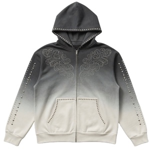 Sudadera con Cremallera y Pedrería Lavada Personalizada 2026, 100% Algodón, Tejido Suave y Transpirable, Nuevo Estilo Vintage de Moda para Ropa Urbana Unisex - Product Image 1