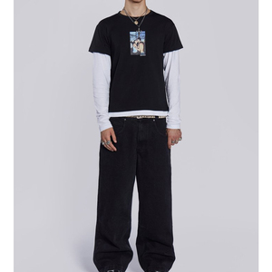 เสื้อยืดผู้หญิงทรงหลวมสไตล์ลำลอง แขนสองชั้น ผ้าฝ้าย ใส่สบาย เหมาะกับสตรีทแวร์ ขายส่ง - Product Image 4