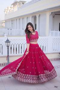 Lehenga Choli de Diseñador para Novia, Vestidos de Fiesta de Verano para Mujer, Vestidos de Boda Reversibles de Secado Rápido en Faux Georgette, Precio Bajo, Más Vendidos - Product Image 2