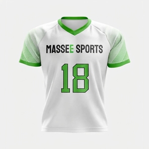 Massee <b>Sports</b> Black Green V-Neck Lacrosse <b>Jersey</b> Sublimated Print Moisture Wicking Unisex Adult Short Sleeve <b>Sports</b> <b>Jersey</b> - Product Image 2