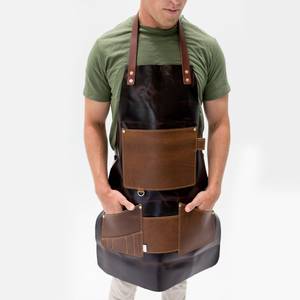 Delantal de Cuero sin Mangas con Múltiples Bolsillos, Estilo Clásico, Reutilizable para Cocinar, Traje de Trabajo - Product Image 3
