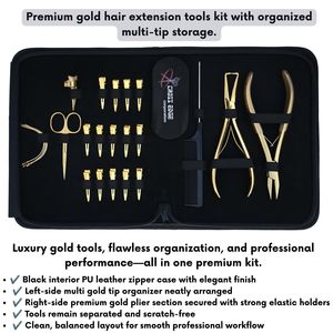 Hair Extension Tools Kit Mini Scissor Parting Finger Styling Sectioning Clips <b>Needle</b> Tail Comb Flat Crimping Remover Plier Kit - Product Image 6