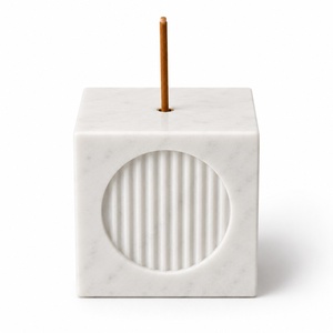 Porta Incienso de Mármol Blanco de Lujo, Cuadrado, Tallado, Moderno, para Mesa, Decoración para el Hogar, Nuevo, en Forma de Cubo, de Piedra Blanca - Product Image 6