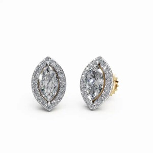 Boucles d'oreilles en or blanc avec diamants taille marquise, diamants naturels certifiés GIA, style classique pour mariage féminin - Product Image 1