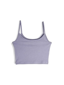 Women's Light Blue Spaghetti Strap <b>Crop</b> Tank <b>Top</b> Scoop Neck Knitted Casual Solid Color Breathable Sleeveless <b>Top</b> - Product Image 4
