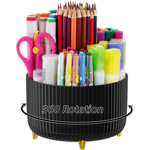 Portapenne Girevole da Scrivania a 5 Scomparti con Organizzatore per Accessori e Scatola Portaoggetti per Materiali Artistici - Product Image 1