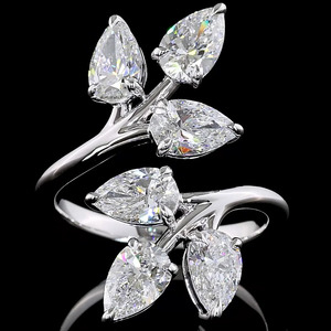 Lab Grown Pear Cut Diamond Leaf Vine Open <b>Wrap</b> Ring Nature Inspired <b>Wedding</b> Ring Rhodium 10K 14K 18K Gold 925 935 Party <b>Gift</b> - Product Image 2