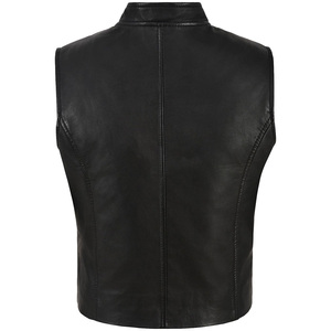 SANCHAL INTERNATIONAL OEM Custom Design High Quality Embroidery Top Grade <b>Thick</b> Cowhide Leather Woolen Breathable Fully Vest - Product Image 3
