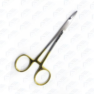 Instrumentos Quirúrgicos, Porta Agujas Curvo y Liso de Acero Inoxidable de 13 cm, Color Dorado, para Sutura Quirúrgica y Cirugía Dental, Tipo Tc Webster - Product Image 4