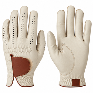 Gant de golf en cuir véritable de qualité supérieure, main droite, respirant, unisexe, à enfiler, blanc et noir, gants de sport - Product Image 3