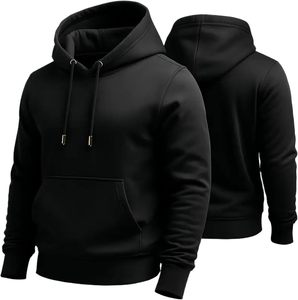 Sudadera casual para hombre con cuello redondo, de invierno, de algodón y spandex, tejida, con diseño de letras en la parte delantera y trasera, personalizable. - Product Image 1