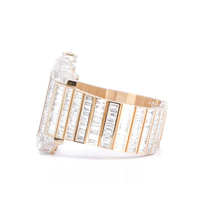 Montre mécanique automatique de luxe pour homme, style Hip Hop, analogique, en acier inoxydable bicolore, avec cadran squelette carré, sertie de moissanite baguette et verre, finition glacée