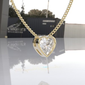 <b>Heart</b> Cut Moissanite Christian 14K Solid Gold Certified Luxury Pendant Necklace for Women - Product Image 5