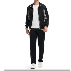 Custom Logo <b>Polyester</b> Cotton <b>Mens</b> Athletic Warm Up Tracksuit Full Zip Jacket <b>Jogger</b> Pants 2 Piece Jogging Set - Product Image 5