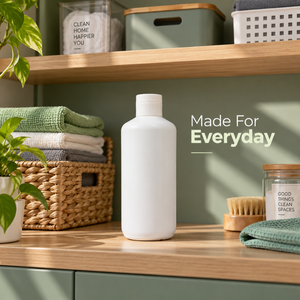 Bouteille d'emballage en plastique réutilisable |   Conteneur rond en HDPE de 300 ml avec bouchon à vis simple pour les produits de soins personnels, cosmétiques et produits d'entretien ménager - Product Image 4