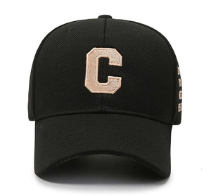 Gorra de béisbol unisex de tela de sarga con bordado de gofre de la letra C, estilo curvo común, para exteriores - Product Image 2