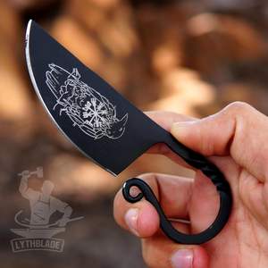 Par de Cuchillos Vikingos Forjados a Mano con Hoja de Acero de Alto Carbono, Cuchillos Celticos de Estilo Nórdico con Diseño de Cuervo de Odín, Collar con Mango de Acero - Product Image 3