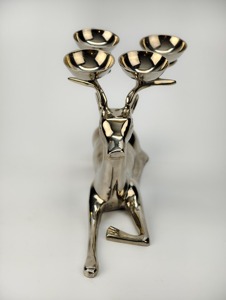 Porte-bougie renne en argent poli miroir de qualité supérieure, idéal pour la décoration festive et les fêtes, centre de table. - Product Image 2
