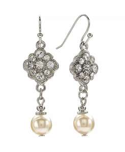 Orecchini pendenti di cristallo color argento e perle simulate | 2028 - Product Image 1