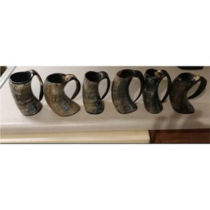 Mug en corne de bœuf Viking fait main, authentique et naturel, pour bière et vin, thème médiéval, vente en gros - Product Image 2