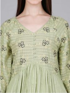 Robe longue unie à col en V, de haute qualité, avec logo personnalisé, style été pour femmes, robe ample en coton et lin, manches mi-longues, décontractée - Product Image 4