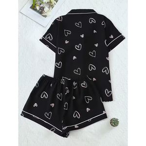 Ensemble de pyjama pour femmes à manches courtes, motif floral, confortable, coupe décontractée, pour un confort quotidien, en polyester - Product Image 5