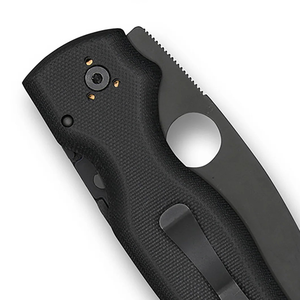 Navajas Plegables Ergonómicas Negras con Hoja Dentada Plateada, Orificio Redondo para el Pulgar y Clip Metálico para Camping - Product Image 6