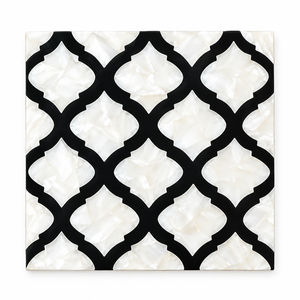 Sous-verres rectangulaires noirs et blancs en nacre et os, design moderne fait main (lot de 4) de REHMAN CRAFT - Product Image 4