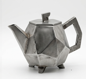 Customized Shape Metal Tea Set Modern Geometric Metal <b>Teapot</b> with Faceted Body and Angular Handle - Product Image 1