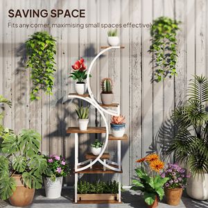 Support à plantes d'intérieur en forme de S à 8 niveaux de 62 pouces, finition carbonisée, étagère d'angle pour plusieurs plantes, murale et présentoir - Product Image 6