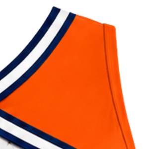 Haut court sans manches pour femme, col en V, orange, blanc, bleu marine, pour cheerleading, performance athlétique, uniforme d'équipe, compétition - Product Image 3