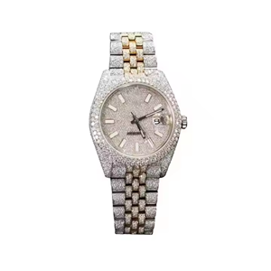 Reloj de Lujo de Edición Limitada con Cristal Analógico, Estilo Ejecutivo, 20 mm de Ancho, Dos Tonos, con Diamantes Moissanite, Cuarzo y Acero Inoxidable - Product Image 1