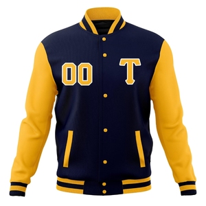 Veste de basket-ball en laine 100% OEM avec broderie, manches en cuir, veste de varsity personnalisée en cuir pour hommes - Product Image 3