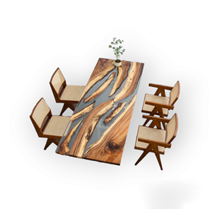 Mesa de Madera con Resina Azul para Oficina y Hotel, Diseño Único de Resina de Vietnam, OFERTA ESPECIAL HOGAR, Decoración para el Hogar - Product Image 2