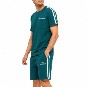 Conjunto de Camiseta y Pantalones Cortos de Verano para Hombre, Cómodo, Informal, Transpirable, 100% Algodón, Ropa Deportiva - Product Image 3