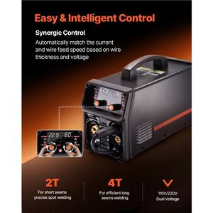 Saldatrice MIG Sinergica 200A 4-in-1 Gas/MIG/Flux Core/MIG/Stick/Lift TIG Multiprocesso 110V/220V - Product Image 4