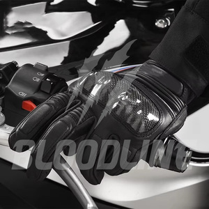 BLOODLINE Motorcycle <b>Gloves</b> Wrist Length Leather Breathable Sporty Cycling Unlined Black - Product Image 5
