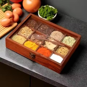 Organisateur d'assaisonnements en bois de qualité supérieure avec compartiments pour un rangement et une utilisation efficaces en cuisine - Product Image 3