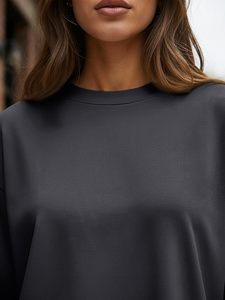 Camiseta de Manga Larga para Mujer, 100% Algodón, Cuello Redondo, Informal, Básica, con Logotipo Personalizado, Lisa, Blanca, a la Moda, OEM, ODM - Product Image 2