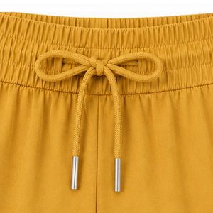 Shorts de sport jaune moutarde pour femmes, taille élastique avec cordon de serrage, pour la course, la gym, l'entraînement, décontractés, séchage rapide, vêtements de sport, personnalisables OEM - Product Image 4